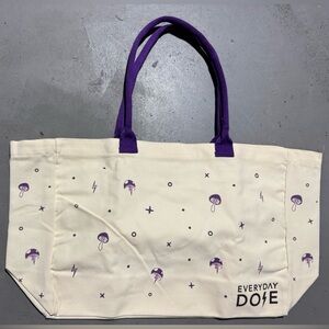 Cream and Purple Tote Bag